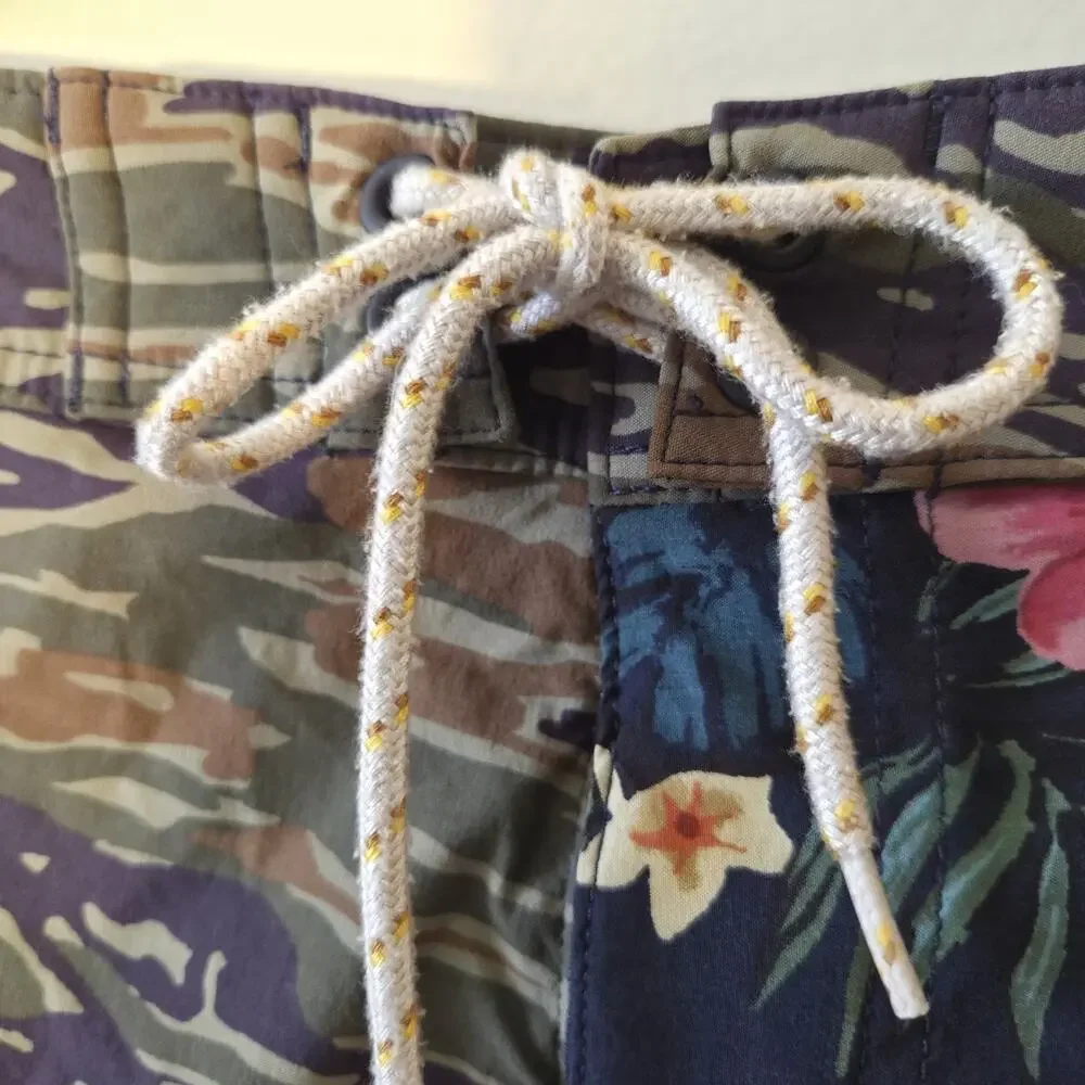 J Crew Mens Breaker Board Swim Shorts Camouflage Floral Size 32 Reimagined
